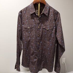 WRANGLER RETRO LONG SLEEVE SHIRT BROWN/BLUE PAISLEY MENS SIZE XL